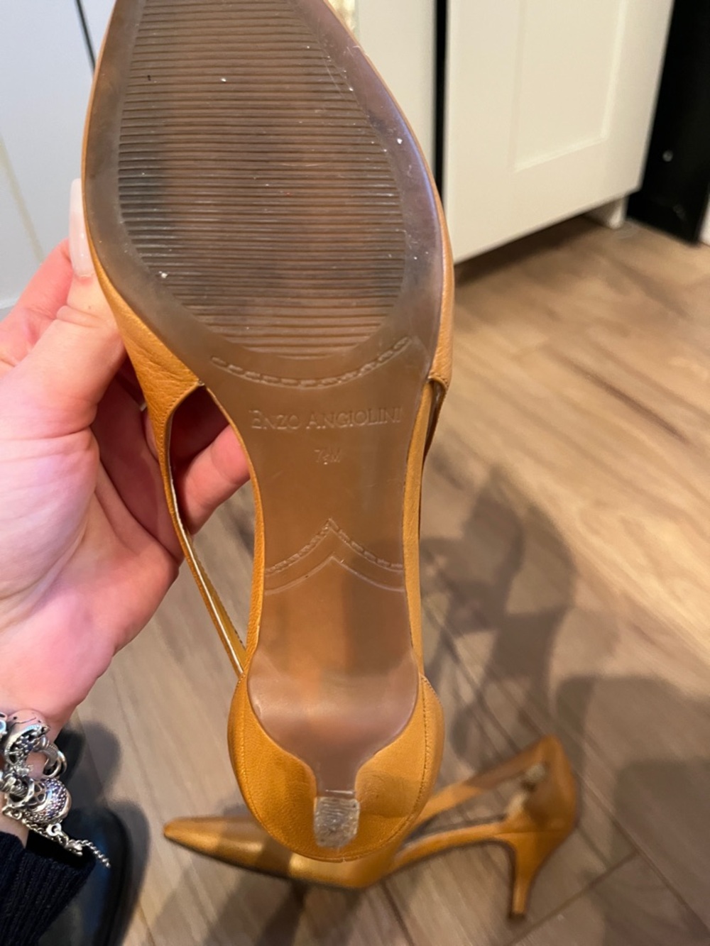 Enzo Angiolini Metallic Camel Pointed Slingback Heels - Picture 5 of 5